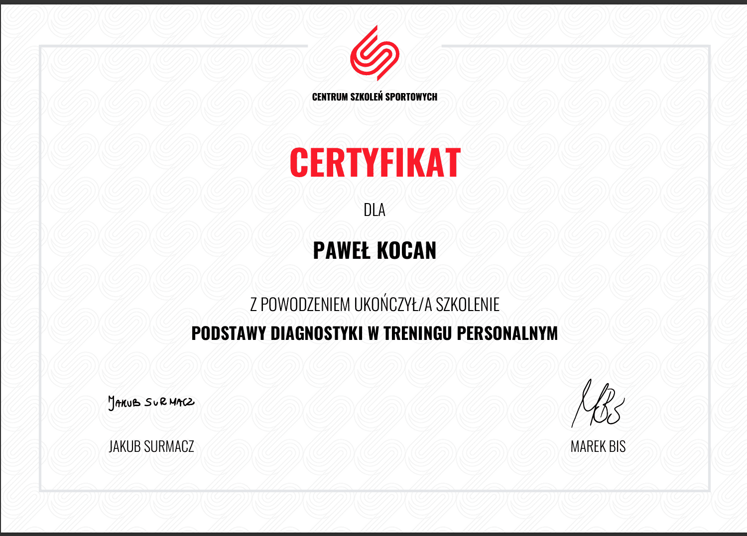 Certyfikat Paweł Kocan 5
